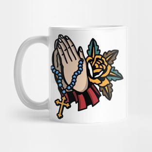 Praying hand cross rose Mug